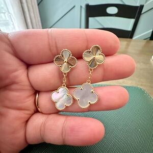 18k gold earrings with mother of pearl. SOLD